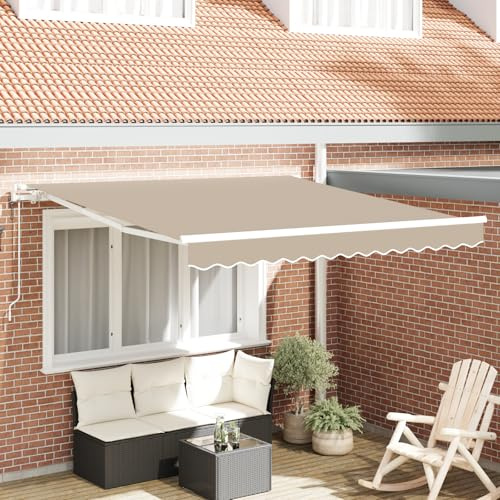Tendone Retrattile Automatico Beige 300x250 cm, Tessuto di Ricambio per Tendone 3x2,5 m Beige per Esterno, Copertura da Sole per Patio, Terrazze e Giardini con Tessuto