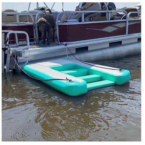 Inflatable Dog Water Ramp - Extra Large Floating Dog Ladder for Swimming Pets up to 231.5lbs, Foldable & Reusable Pet Dock Platform for Pool/Water Park