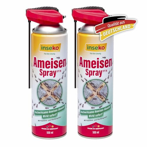 inseko Ameisenspray mit Sprührohr 500 ml - Ameisen Spray mit Sofortwirkung - Effektive Ameisenabwehr - Gegen Ameisen & Ameisennester - Schutz für Haus, Garten & Terrasse (PT19) (1000ml)