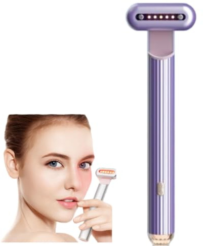 Nuvaskin Stylo Anti Cernes Appareil de Soin à Domicile, Stylo Anti Cernes Micro-courants, Chauffant, Vibrant, Réduit Efficacement Les Cernes Et Les Poches Sous Les Yeux (Violette)