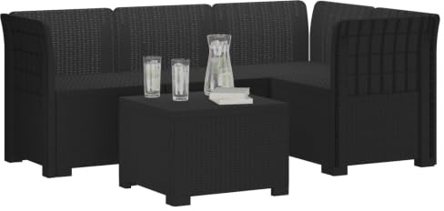 vidaXL 4-sits Trädgårdsoffa Rattan Look PP Antracit