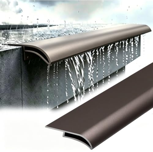 Vierteaguas Muro Exterior Deflector de Borde de Goteo para Aleros, Metálico | Perfil Vierteaguas para el Borde Exterior de Ventanas Correderas en la Línea del Tejado de la Terraza(Brown,2.5m(8.2ft))