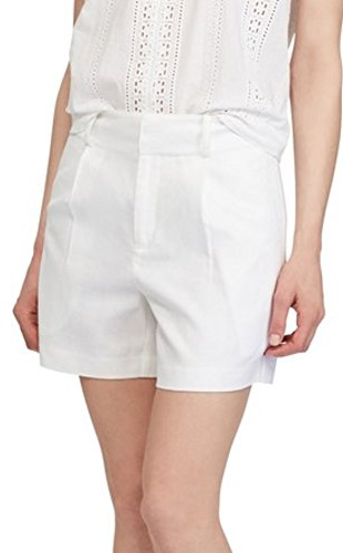 Chaps Women's Linen Blend Pleated Shorts (White, 10)