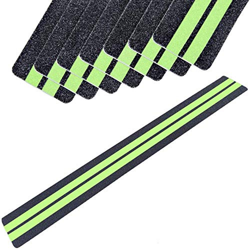 Nastro Anti Scivolo/Glow-in-dark da 5 x 60 cm – Premium 15 Strisce Pretagliate, Impugnatura Adesiva Antiscivolo a 80 Grana e Previene il Rischio di Scale o Altre Esigenze di Sicurezza (15 pezzi)