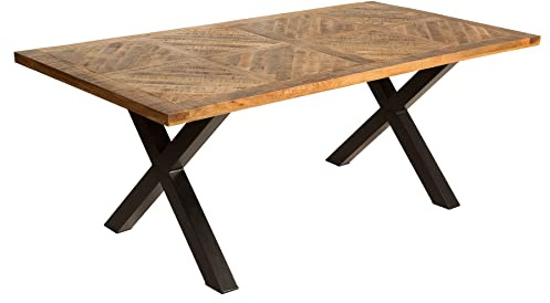 invicta INTERIOR Esstisch Infinity Home 160cm - schwarz Natur - Mangoholz | höhenverstellbare Füße, Massivholz, individuelle Maserung, höhenverstellbaren Füße, Metallgestell