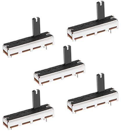 sourcing map 5pcs Potentiomètre Glissière Résistance Variable Mélangeur 35mm Droit Potentiomètre à Curseur Coulissant B50K Ohm Linéaire pour Atténuation Réglage