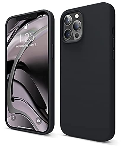 elago Silikon Hülle für iPhone 12 Pro Max | Premium-Silikon, Rundumschutz (Schwarz)