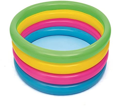 BESTWAY 5117 ALBERCA Gonfiabile Rotonda 1.57X.46 CM 4 Anelli Arcobaleno, Multicolore