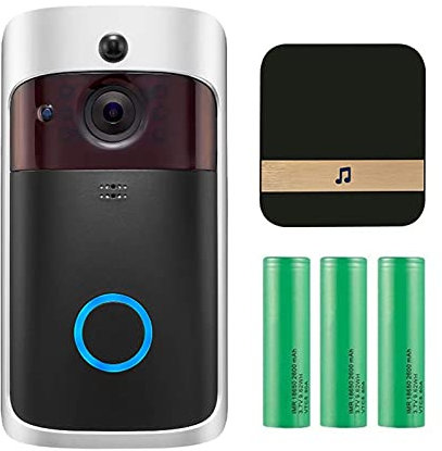 WlP Video Doorbell Camera With Chime, Wireless WiFi Smart Video Doorbell Security Camera With Motion Detection, 2-Way Audio, Night Vision For Phone Home Security Cameras (Color : Silver Black)