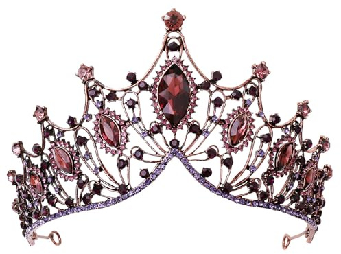 Barock Braut Kronen, Barock Strass Stirnband, Krone Kristalle, Hochzeit Diadem, Krone Strass, Diademe für Mädchen Kristall, für Braut Frauen Hochzeit Abschlussball Festzug (Kupfer Lila)
