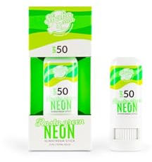 Shaka Sun - Crema solar mineral I FPS 50+ I Stick de protección solar I Óxido de zinc natural I Para niños y adultos I Contra todos tipos de rayos UVA y UVB I Resistente al agua I Verde NEÓN