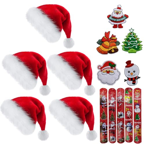 Weihnachtsmütze,5 Stück Weihnachtsmützen Erwachsene,Weihnachtsmütze Plüsch,Weihnachts Mütze,Weihnachtsmütze Erwachsene,Weihnachtsmütze set,Nikolausmütze Erwachsene,Nikolausmütze Kinder