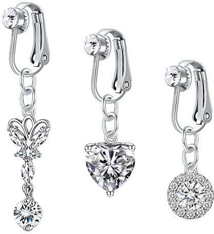 vcmart 3er Fake Bauchnabelpiercing Rings Clip On Kein Piercing Faux Bauchpiercing Klemme Falsch Piercing Damen