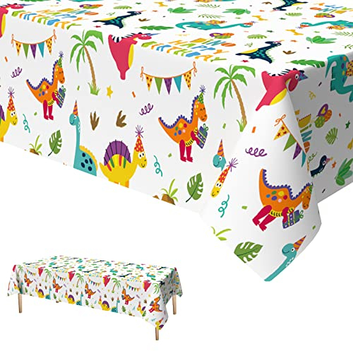 Xinvery Dinosaurier Tischdecke, Dinosaurier Rechteckige Plastik Einweg Tischdecke Dino Thema Geburtstag Party Dekoration Dekorationen für Kinder Jungen 137 x 274cm