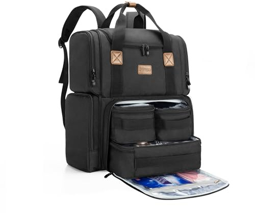 BAFASO Sac de Maquillage avec 3 Pochettes Intérieures Amovibles, Trousse de Maquillage de Voyage avec Plusieurs Poches (Sac Seulement), Noir