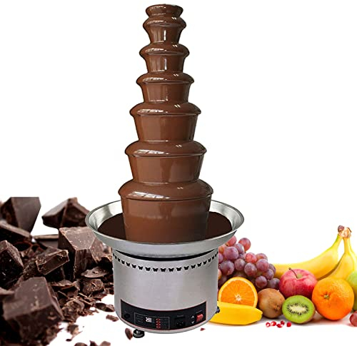 Hot Chocolate Fondue Fountain Machine with Temperature Control,Chocolate Waterfall Machine 4/5/6/7 Tiers, Sauce heater for Nacho Cheese, BBQ Sauce, Fruit,Ranch, Liqueurs,5 Tier (7 Tier)