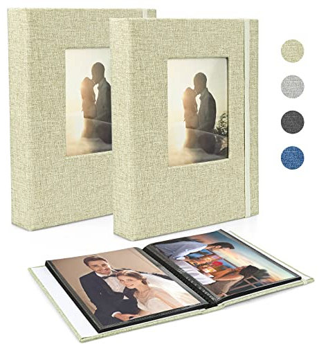 Album fotografico 13 x 18 52, 2 confezioni, piccolo mini album fotografico in lino, pagine nere, 26 pagine con 52 foto, album da taschino per bambini, San Valentino, regalo di compleanno