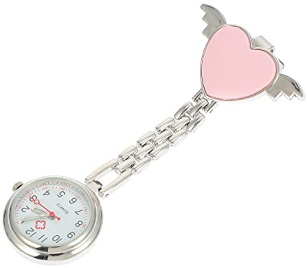 UKCOCO Taschenuhr für Medizinisches Personal mit Herzdesign Leuchtende Nurse Watch aus Edelstahl und Legierung Tragbare Schwesternuhr für Krankenhauspflege