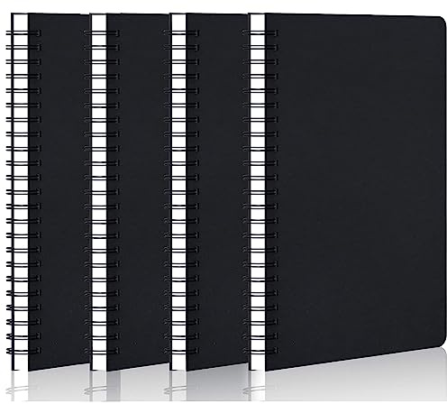 PALUDO 4 Piezas Bloc de Notas Espiral A5 Rayas, Cuaderno de Bocetos Espiral Cuadernos de Papel Kraft 120 Páginas/60 Hojas
