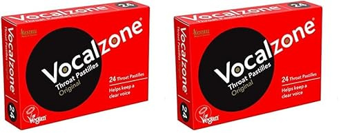 Vocalzone Throat Pastilles – Original 24 - for Sore Throats and Hoarseness When Overusing Your Voice. Produced and Sold in The United Kingdom Since 1912. (Pack of 2)