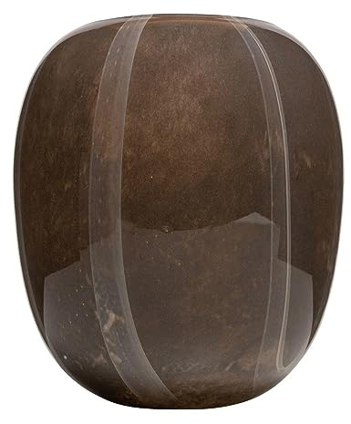 INNA-Glas Glas Vase ITZIAR mit Muster, braun-Gold, 26 cm, Ø 22 cm | Designvase/Kugelvase