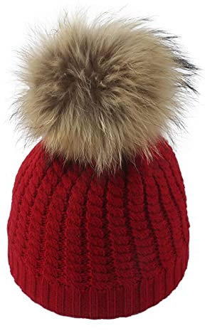 Kindermütze Solide Ball Strickmütze Fliegermützen Kinder (Wine, One Size)