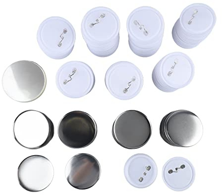 Jenngaoo 100 Set Button Rohlinge 58mm, Runde Metall Knopfrohlinge | Mit Kunststoffboden, Metallabdeckung, Schutzfolie, für Buttonmaschinen, DIY Abzeichenherstellung, Basteln, Hobby, Geschenk