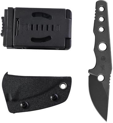 Petrified fish PFE13 Bison Feststehende Klingenmesser, 2.4 14C28N Stahl Stonewashed Klinge,2.52oz festes Klingenmesser mit Lederscheide für Lager (Gray Stonewashed) | Stonewashed Blade Finished, Belt Clip & Knife Sheath for Camping EDC Outdoor