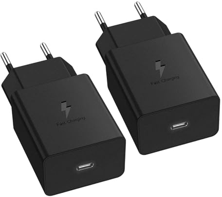 2er Pack Ladegerät USB C für Samsung Galaxy S23 S22 S21 S20 fe S10 S9 S8 A54 A53 A52 A51 A50 A34 A14 A12 und M-Serie Handy,Schnellladegerät PD Ladeadapter, Fast Charger Adapter Universal Netzteil