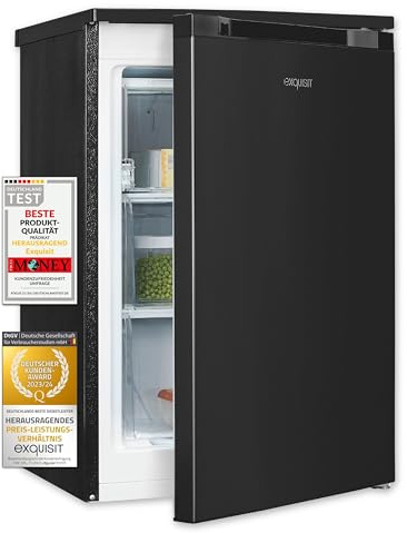 Exquisit Gefrierschrank GS81-051C Anthrazit - 85 L Mini Standgerät Inoxlook | 4-Sterne Gefrierfach - Kompakter Tiefkühlschrank mit 85 Liter - Energieklasse C - Leise 39 dB - 84,5 cm hoch - Inox-Optik
