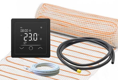 Elektrische Fußbodenheizung Komplett-Set für Fliesenboden UltraPro 200 extra stark mit Thermostat RT-63 Wlan Tuya (6 m² - 0,5 x 12 m)