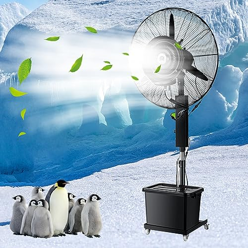 Pealihuy Ventilatore a piedistallo nebulizzante industriale per esterni, ventilatore a piedistallo oscillante, ventola di spruzzo, con serbatoio autonomo, 4 velocità, serbatoio dell'acqua da 45 litri