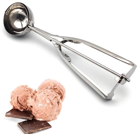 Pince à crème glacée en acier inoxydable 5 cm – Cuillère portionneur professionnelle – Pelle doseuse parfaite pour crème glacée, biscuits, fruits, melon – sûr et durable