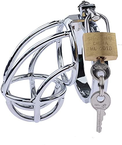 Soarvlorfy Metall Chastity Device SM Keuschheitsgürtel für Männer Slave Bondage Keuschheit Käfig Cock Lock Ring Peniskäfig Edelstahl Penis Ringe Erotisch Sex Spielzeug,50mm