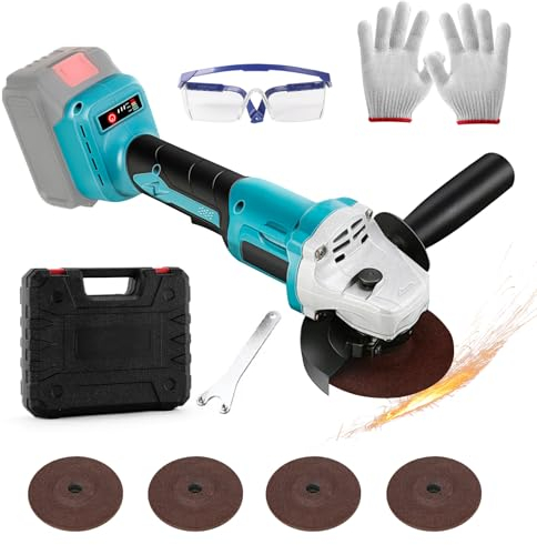 Akku Winkelschleifer Kompatibel mit Makita 18V, Kabelloses Trennschleifer Scheibe 125mm, 10000RPM Bürstenloser Motor Winkelschleifer mit 4 Schleifscheiben (ohne Akku,ohne Ladegerät)