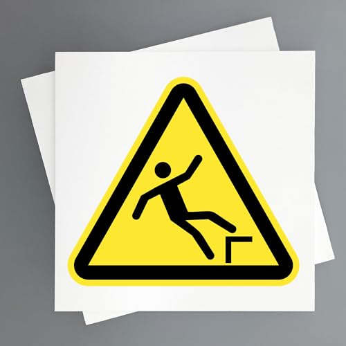 Cartel Caida Distinto Nivel Pack 2ud de 19x19 cm Señal Advertencia Riesgo Caidas - Seguridad Industrial y EPIS (Caída Distinto Nivel)