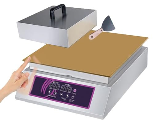 forplubossmmp 1300W Electric Souffle Machine Commercial Pancake Maker With 13.8x15inch Heating Plates (with Lid, Shovel), Non-stick Electric Contact Grill Bread Machine for Home Use, Easy To Use