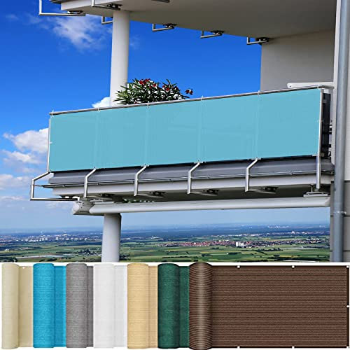 Balkon 90 x 550 cm Himmelblau Gitterzaun für Hinterhofdeck Anti Peeping & Anti Ultraviolett Inklusive Kabelbinder für einfache Installation