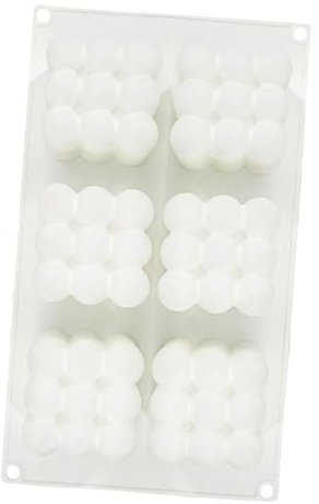 Cabilock 6griglie Stampo da Forno in Silicone Stampo per Dolci e Mousse Fai da Te Facile da Pulire e Resistente per Torte e Feste Bianco