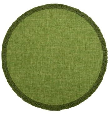 LA PORCELLANA BIANCA - Botanio Verde Sottopiatto Frange ⌀ 38 cm, Mix Materiali