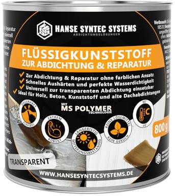 HSS Flüssigkunststoff 800g Transparent für Abdichtung & Reparatur | 800g · Transparent · Für ca. 2,2m² · MS-Polymer · UV- & witterungsbeständig · Ohne Lösungsmittel · Abdichtung & Reparatur