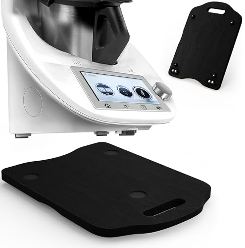 vonsera Gleitbrett kompatibel mit Thermomix TM6 & TM5, Holz Rollbrett mit 4 Rollen, Küchenbrett Zubehör für Küchenmaschine, Leicht Beweglich, Schwarz