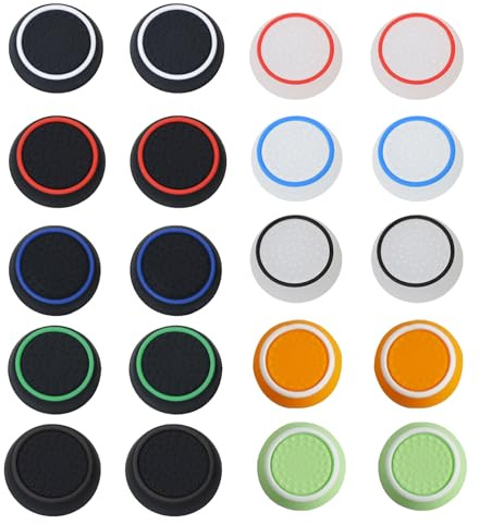 Huoflame 20 Stück Joystick Kappen für PS5 PS4 Xbox Controller - Silikon Thumbstick Grips Caps für bessere Präzision und Komfort - Schützt Joysticks, rutschfest, langlebig - Für PS5 PS4 Xbox One Serie