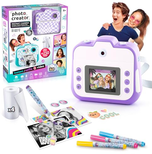 Canal Toys – Photo Creator - Appareil Photo - Impression Instantané – Mini-Appareil Photo Enfant avec Papier Inclus – Idéal Souvenir, Selfies & créations – À partir de 8 Ans - Idée Cadeau - CLK 056