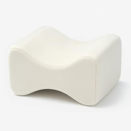 House 22 Orthopedic Knee Pillow for Sleeping on Side – Soft Memory Foam Leg Pillow for Back Pain, Ideal Knee Pillow for Hip Pain Relief, Side Sleeper Pillow Legs Pillow Support (White - 25x20x15cm)