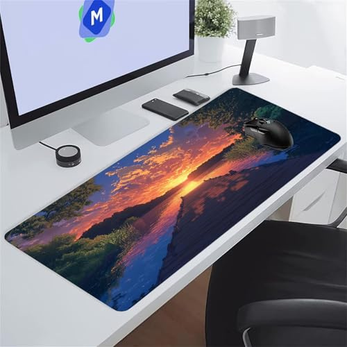 Heaen Mouse Mat Large Mouse Pad Gaming 27.5x15.7x0.08 inch Extended XXL Mousepad Washable Keyboard Mat Non-Slip Desk Padt for PC, Laptop, Office (Sunset Bridge)