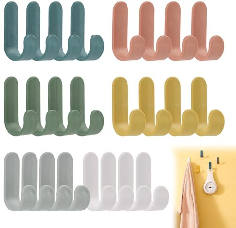 24 Stück Bunte Selbstklebende Haken Für Wand – Ideal Als Handtuchhalter, Kleiderhaken Bohren Und Organizer Für Bad, Küche, Büro Und Kinderzimmer –, Ohne Bohren，self Adhesive Hooks Grey Pattern