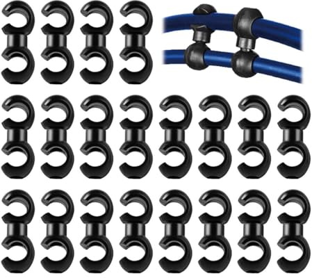 Bike Cable S-Hook Clips, Brake Cable S Style Clips, Bicycle Brake Line Guide Buckle, Housing Fixing Holder Guide Clamps, Cycling Holder S-Hook Rotatable for MTB Bike, Road Bicycle, 20 Pieces