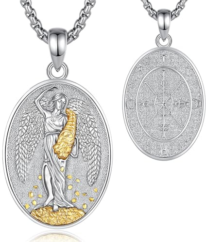 EUDORA Harmony Ball Collar Fortuna Diosa Romana de La Fortune Plata de Ley 925 para Mujer, Medalla Colgante Diosa de Abundancia Fortuna Tykhe Dama de la Suerte Joyería Regalos para Mujer, 20+2