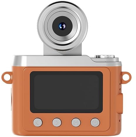 Mini Digital Camera Keychain, 1080P HD Campus Retro CCD Camera with IPS Display and Flip Selfie Compatible TF Card Storage(Brown)